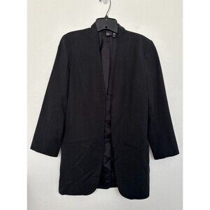 The Fisher Project Tencel Black Blazer Open Front Shoulder Pads Women's Sz Small